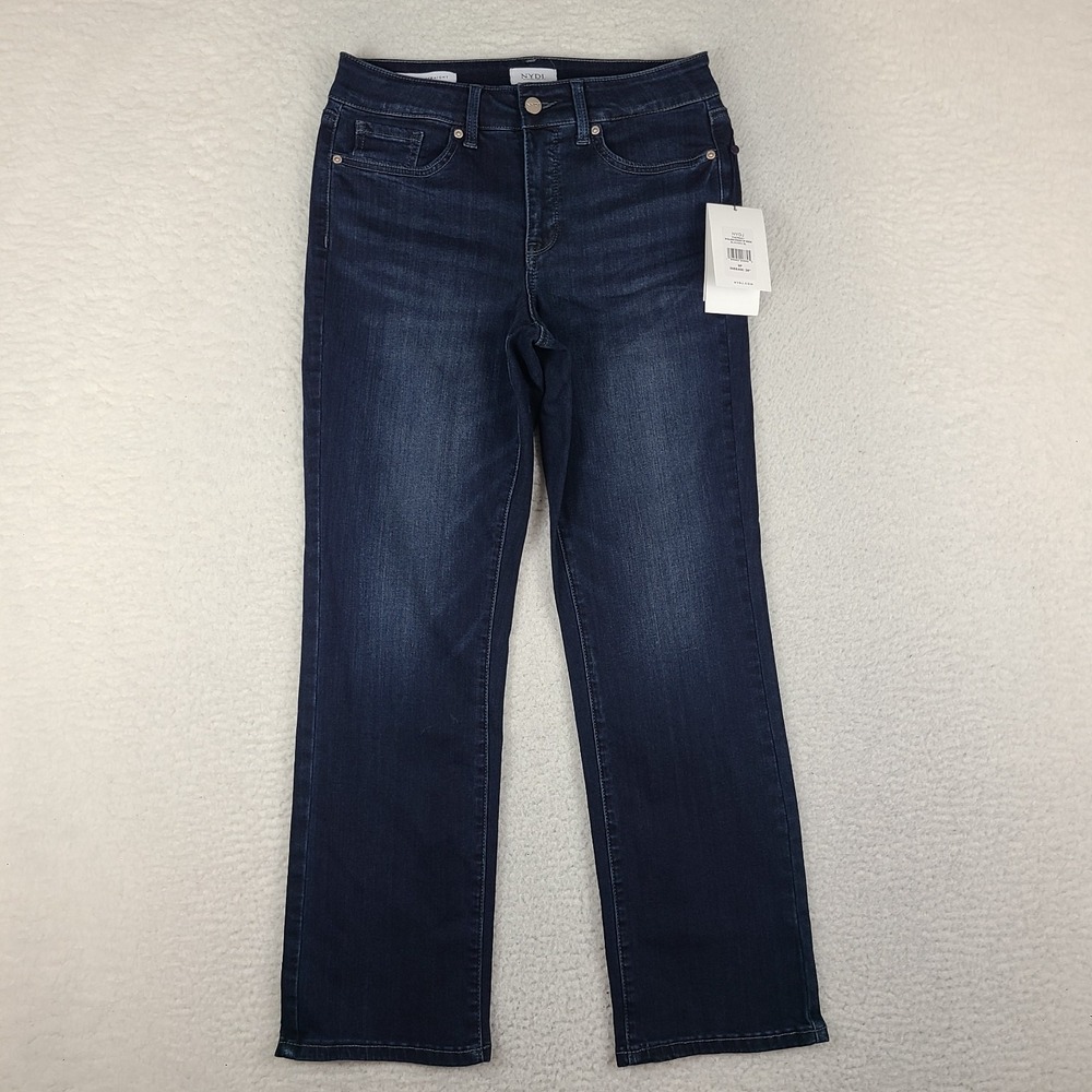 Not Your Daughter Jeans Womens 8P 8 Petite Blue High Rise Straight NYDJ Denim